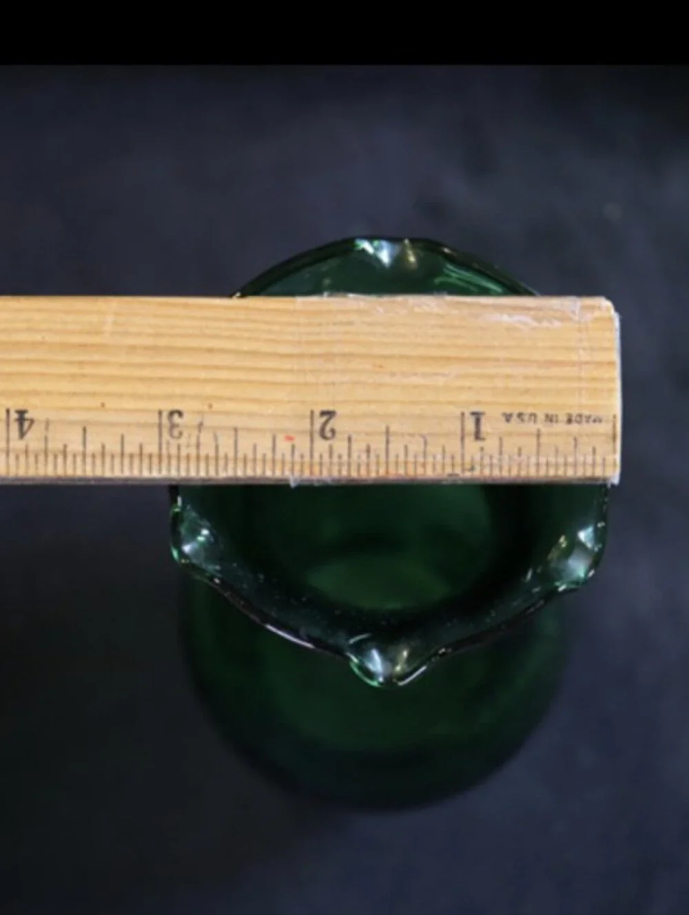 Vintage Anchor Hocking Forest/Hunter Green Glass 8” Crimped Top Vase